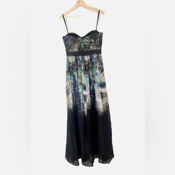 BCBMax Azria Tae Midnight Palm Print Silk Evening Gown Flowy Size 08 - Picture 4 of 13